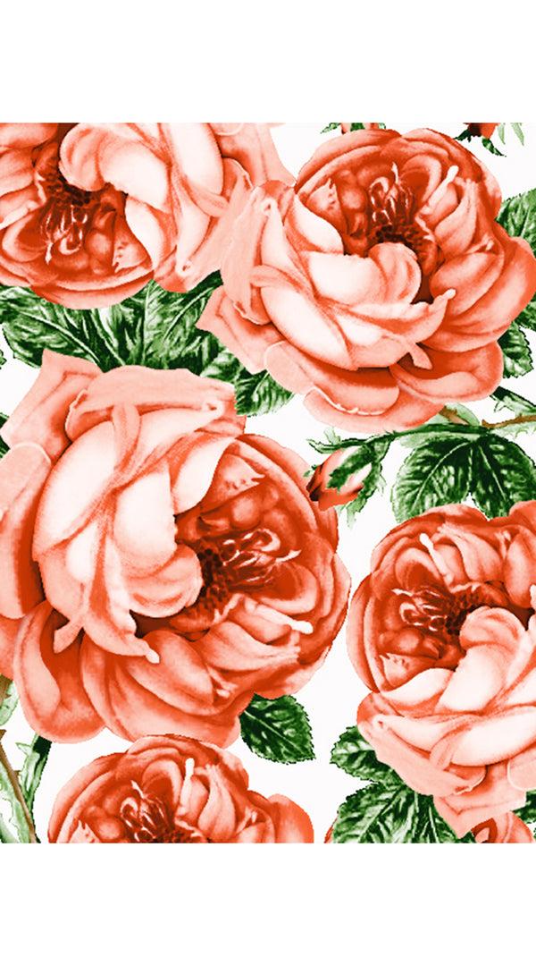 Samantha Sung Aster Dress Shirt Collar 3/4 Sleeve Midi Length Cotton Musola (Queen Bee Rose White)