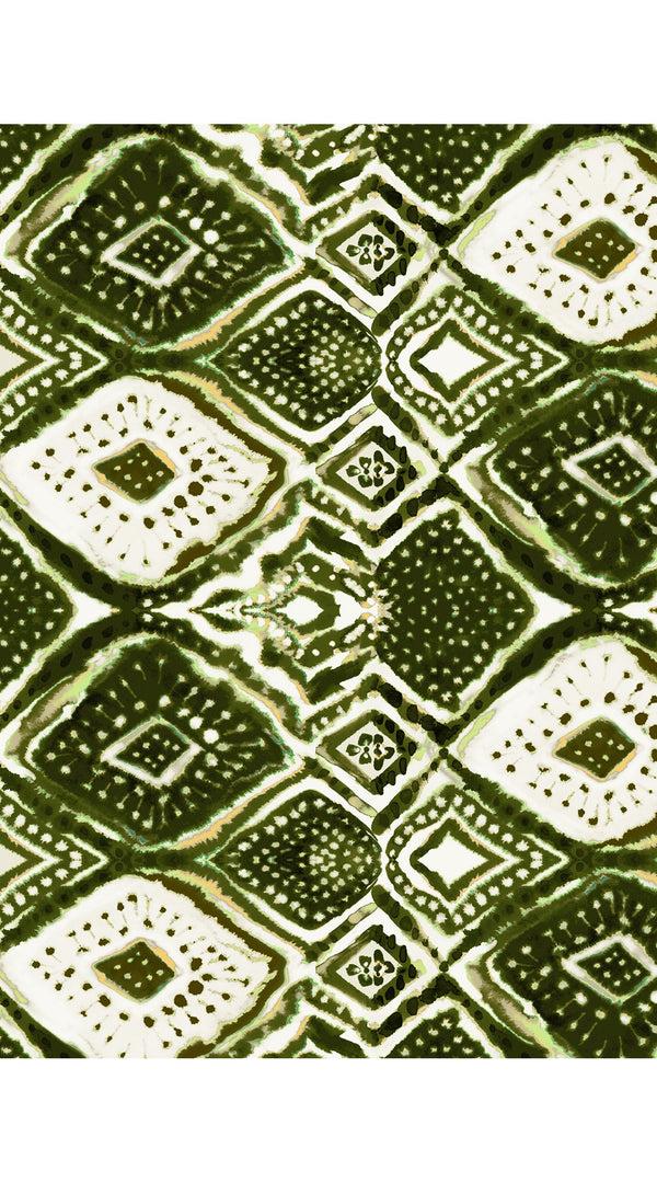 Samantha Sung Aster Dress Shirt Collar 3/4 Sleeve Midi Length Cotton Musola (Tie Dye Maldives Ivory)