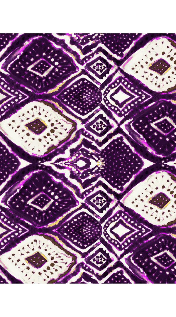 Samantha Sung Aster Dress Shirt Collar 3/4 Sleeve Midi Length Cotton Musola (Tie Dye Maldives Ivory)