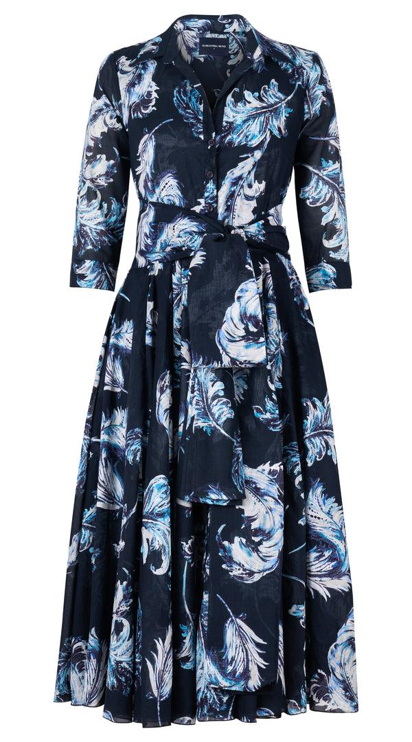 Samantha Sung Aster Dress Shirt Collar 3/4 Sleeve Midi Length Musola (Feather Lightness) 2