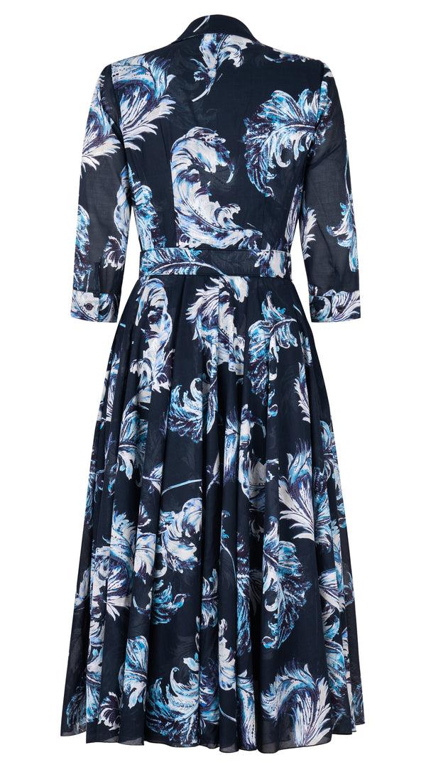 Samantha Sung Aster Dress Shirt Collar 3/4 Sleeve Midi Length Musola (Feather Lightness) 2