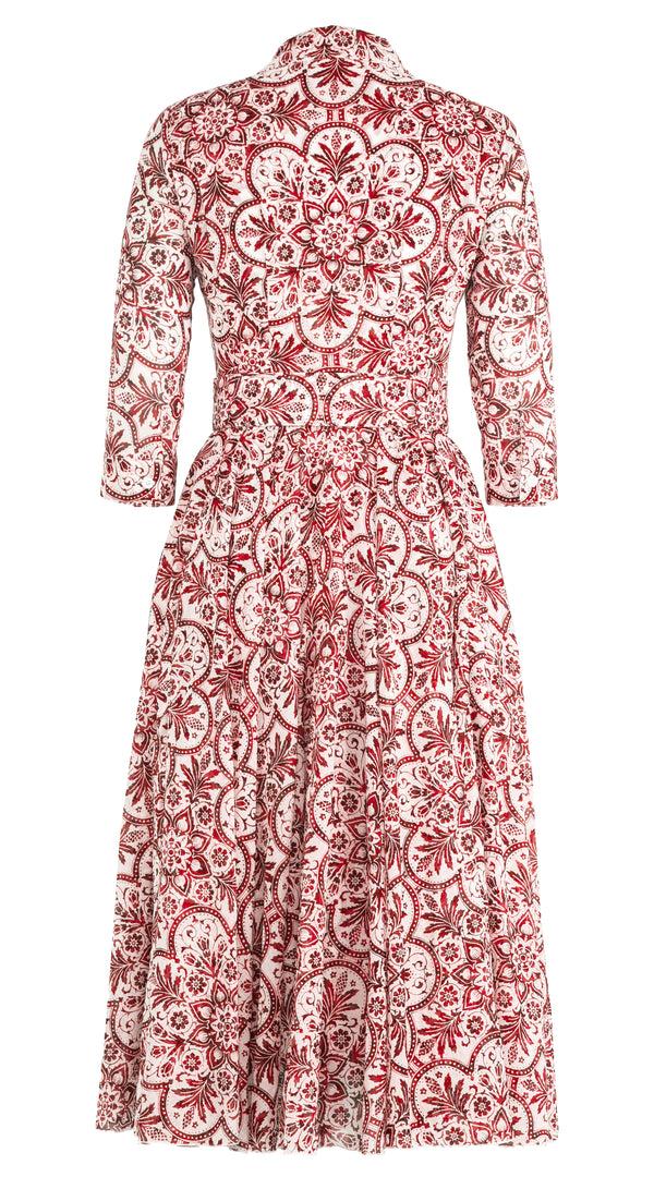 Samantha Sung Aster Dress Shirt Collar 3/4 Sleeve Midi Length Musola (Marakechi Tile) 1