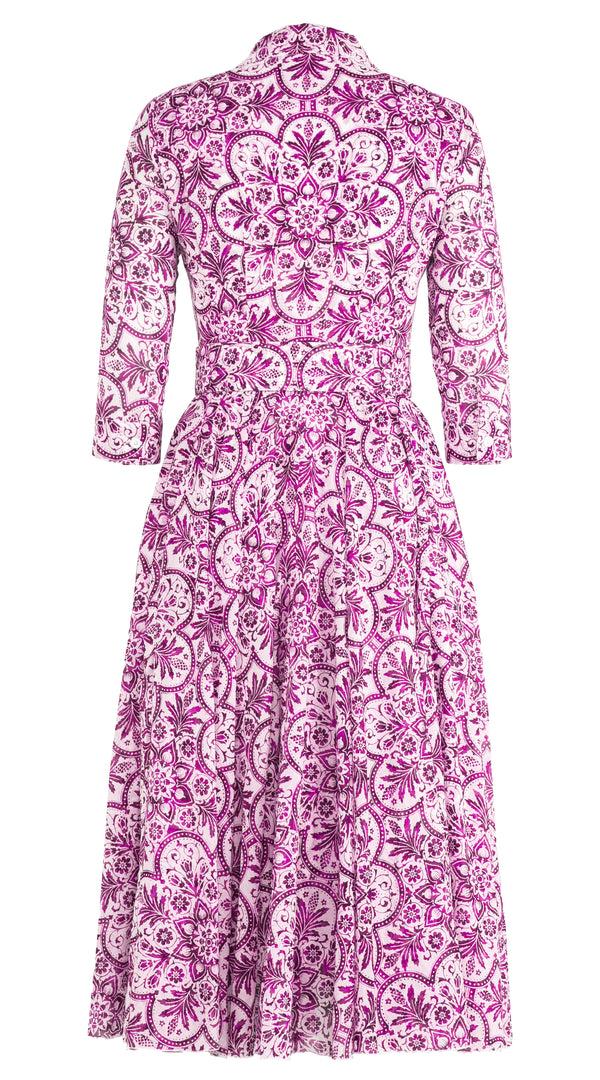 Samantha Sung Aster Dress Shirt Collar 3/4 Sleeve Midi Length Musola (Marakechi Tile) 1