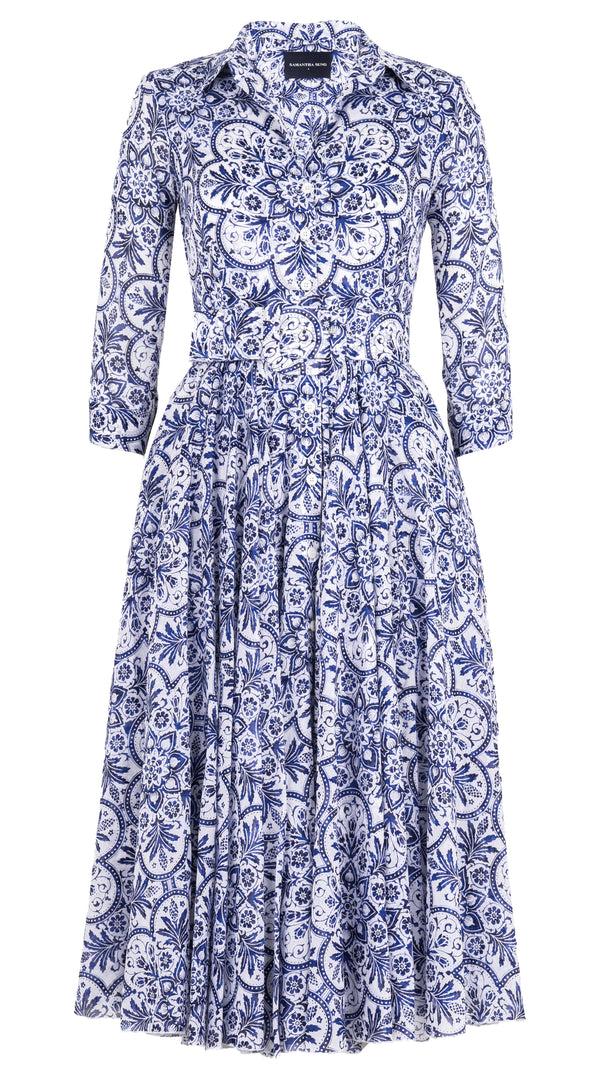 samantha sung Aster Dress Shirt Collar 3/4 Sleeve Midi Length Musola (Marakechi Tile) 1