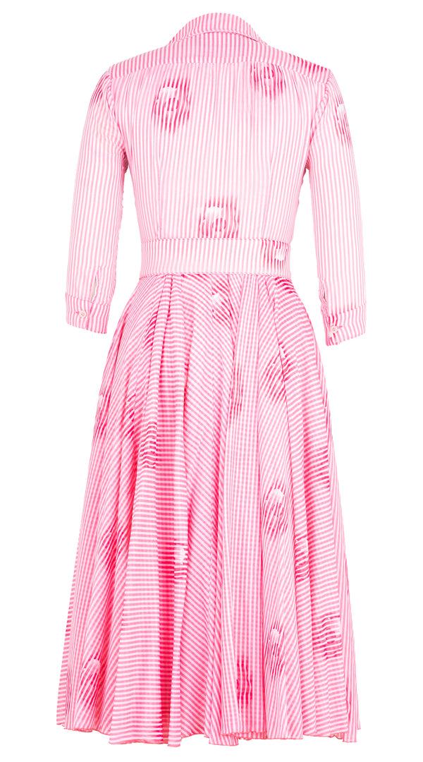 Samantha Sung Aster Dress Shirt Collar 3/4 Sleeve Midi Length Musola (Oxford Stripe) 5