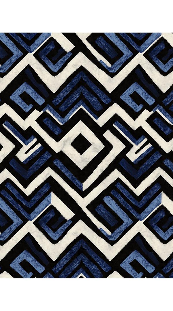 Samantha Sung Aster Dress Shirt Collar 3/4 Sleeve Midi Length Wool (Kente Zigzag)