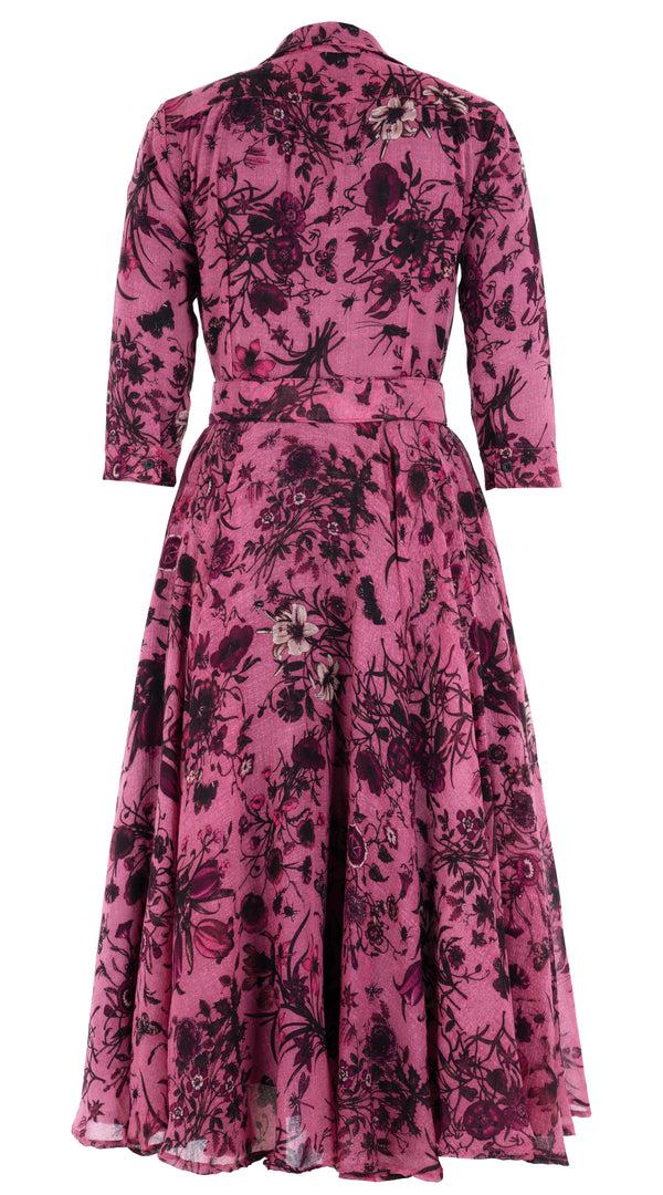 Samantha Sung Aster Dress Shirt Collar 3/4 Sleeve Midi Length Wool (Botanic New Small) 6