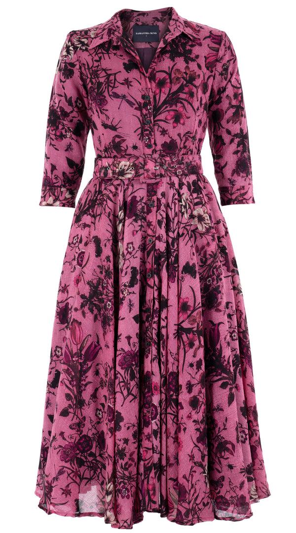 samantha sung Aster Dress Shirt Collar 3/4 Sleeve Midi Length Wool (Botanic New Small) 6