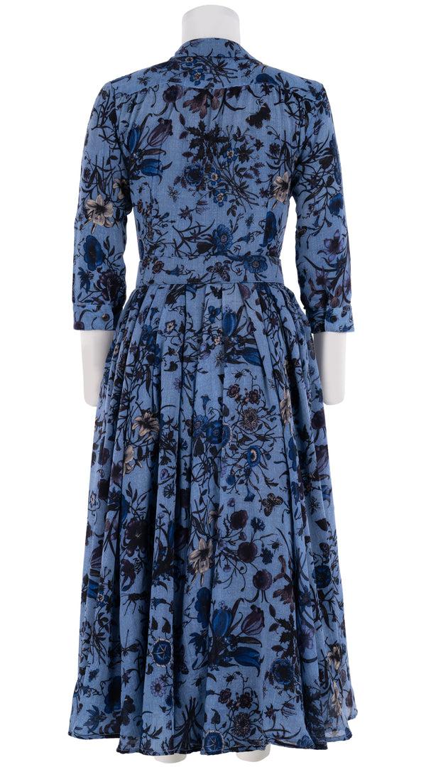 Samantha Sung Aster Dress Shirt Collar 3/4 Sleeve Midi Length Wool Musola (Botanic New Small) 5