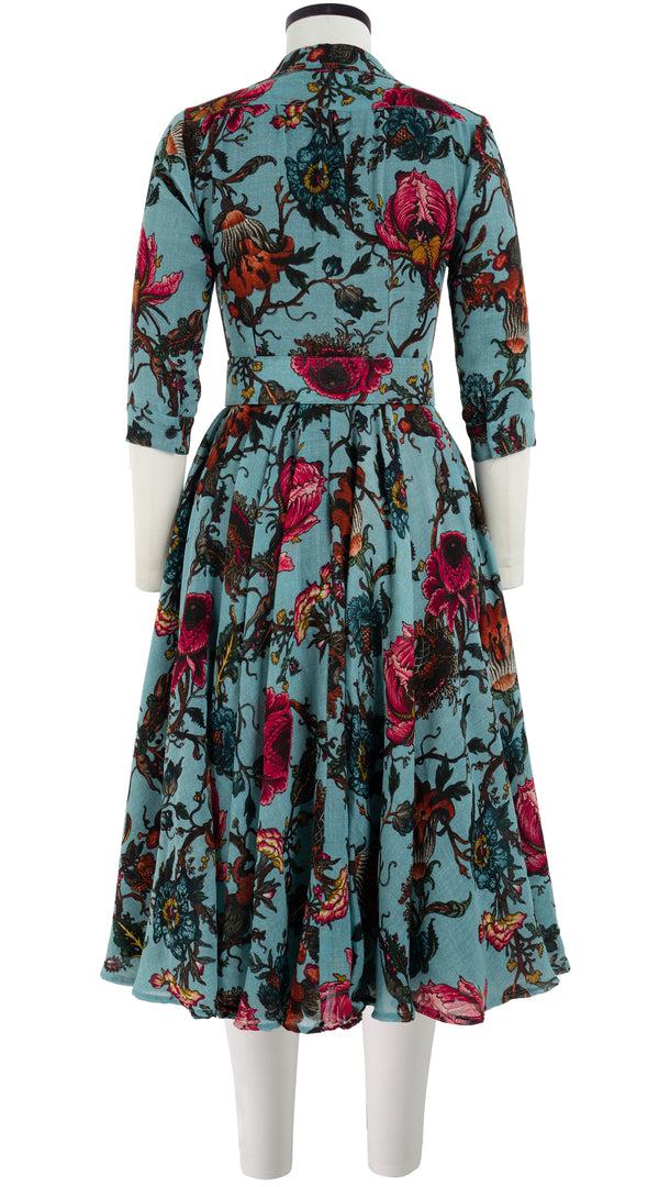 Samantha Sung Aster Dress Shirt Collar 3/4 Sleeve Midi Length Wool Musola (Artemis Wallpaper) 2