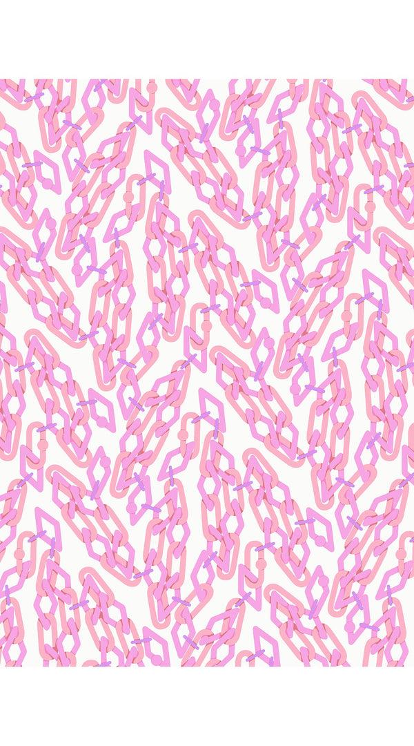 Samantha Sung Aster Dress Shirt Collar 3/4 Sleeve Midi Plus Length Cotton Musola (Multi Chain Small White)