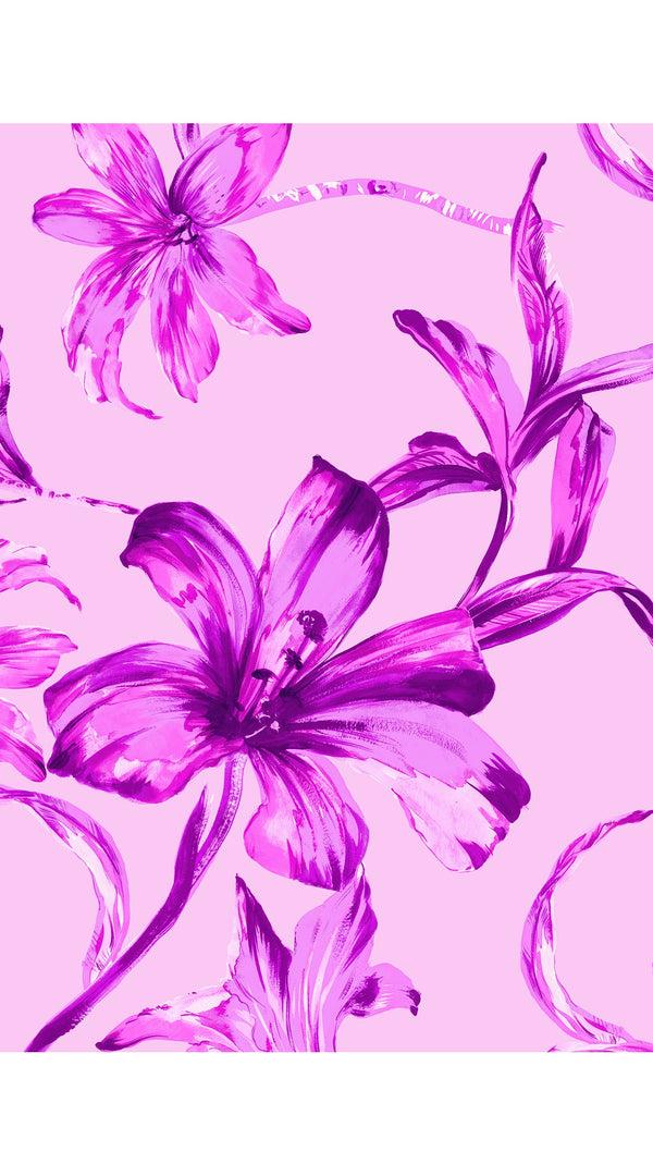 Samantha Sung Aster Dress Shirt Collar 3/4 Sleeve Midi Plus Length Cotton Musola (Portofino Lillies Big)