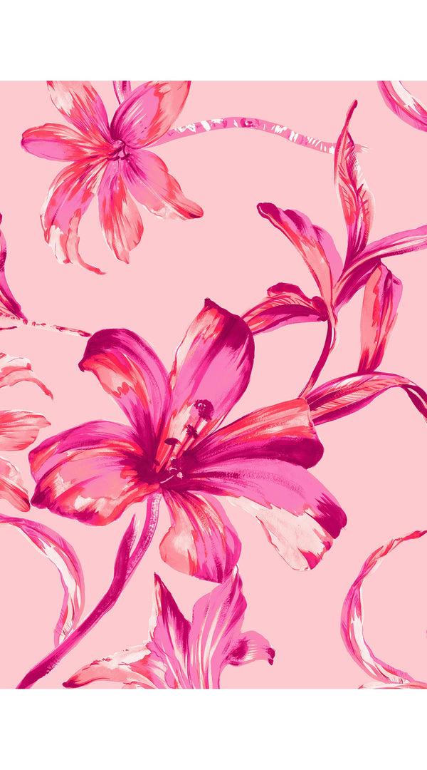 Samantha Sung Aster Dress Shirt Collar 3/4 Sleeve Midi Plus Length Cotton Musola (Portofino Lillies Big)