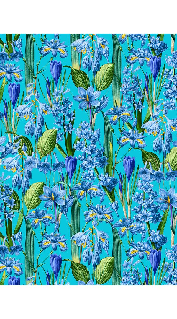 Samantha Sung Aster Dress Shirt Collar 3/4 Sleeve Midi Plus Length Cotton Musola (Crocus Hyacinth Bright)