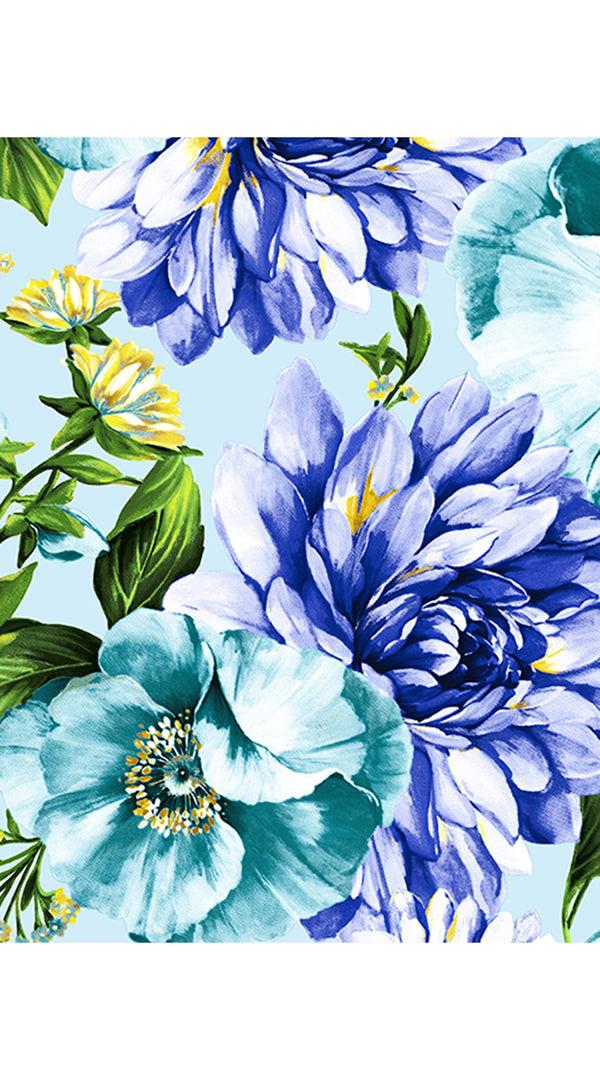 Samantha Sung Aster Dress Shirt Collar 3/4 Sleeve Midi Plus Length Cotton Musola (Los Cabos Flower)