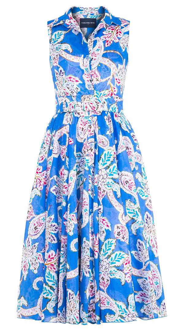 samantha sung Aster Dress Shirt Collar Sleeveless Midi Length Cotton Musola (Marseille Paisley Big)