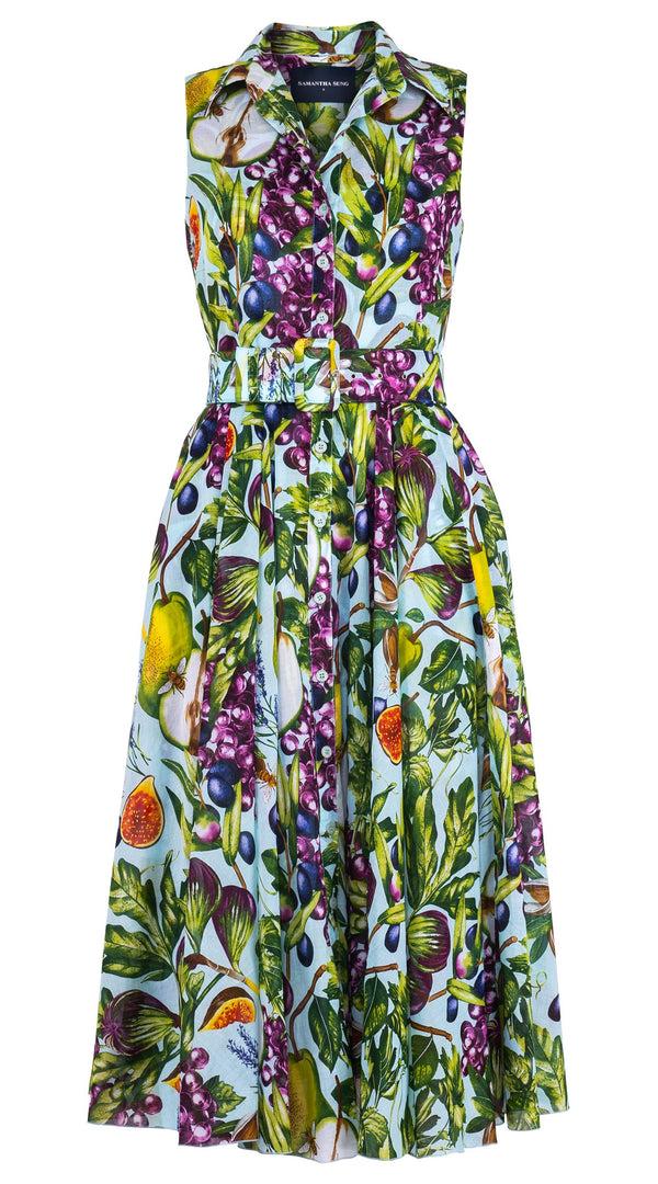 samantha sung Aster Dress Shirt Collar Sleeveless Midi Length Cotton Musola (Fruit Farm)