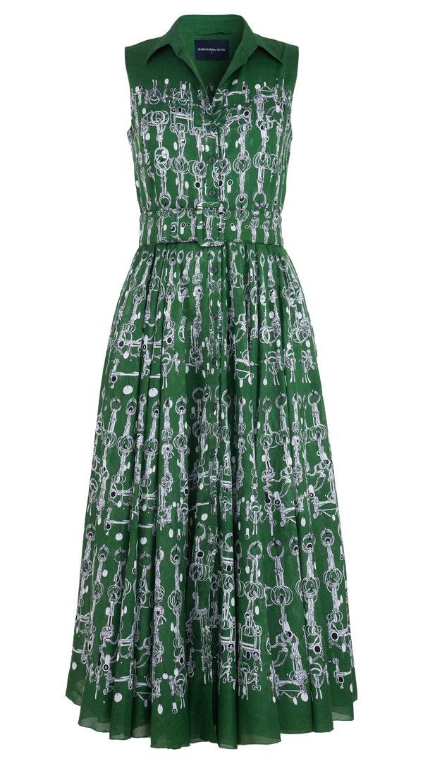 samantha sung Aster Dress Shirt Collar Sleeveless Midi Plus Length Musola (Horse Chain) XS S L