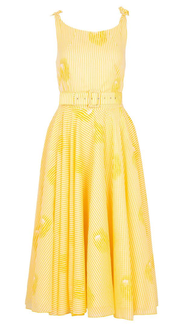 Samantha Sung Aster Dress Tie Shoulder Midi Length Cotton Musola (Oxford Stripe Small)