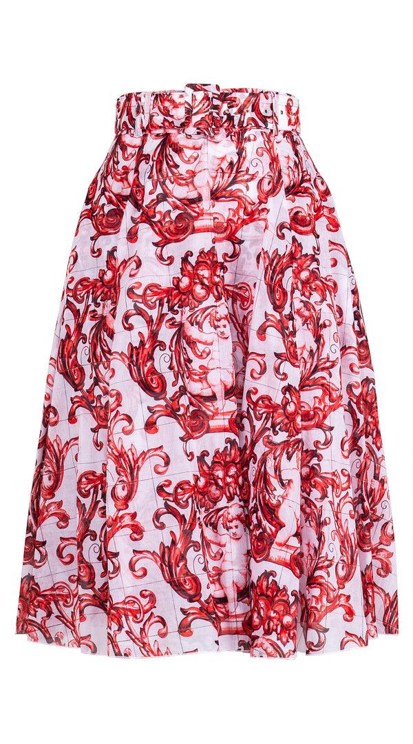 samantha sung Aster Skirt #1 with Belt Long +3 Length Cotton Musola (Cherub Tile)