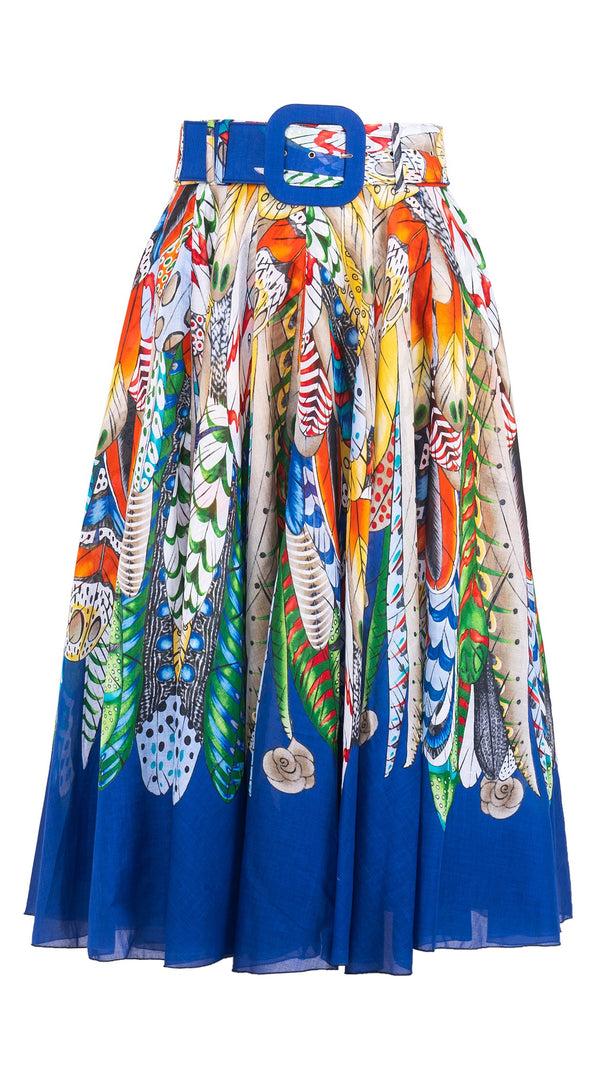 samantha sung Aster Skirt #1 with Belt Long Length Cotton Musola (African Feather)