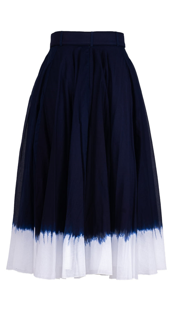 Samantha Sung Aster Skirt #1 With Belt Midi Length Cotton Musola (White Border Tie Dye)