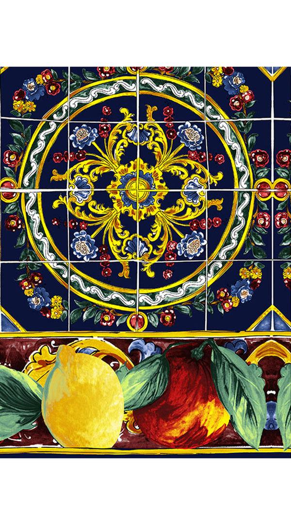 samantha sung Aster Skirt #1 with Belt Midi Length Cotton Musola (Santorini Tile)