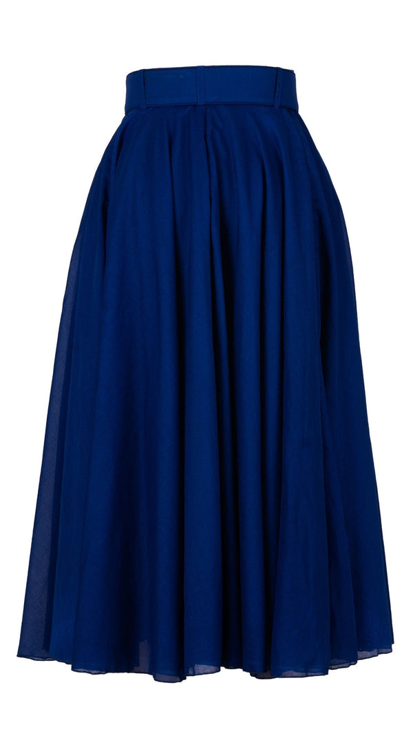 Samantha Sung Aster Skirt #1 With Belt Midi Length Silk Musola (Solid)