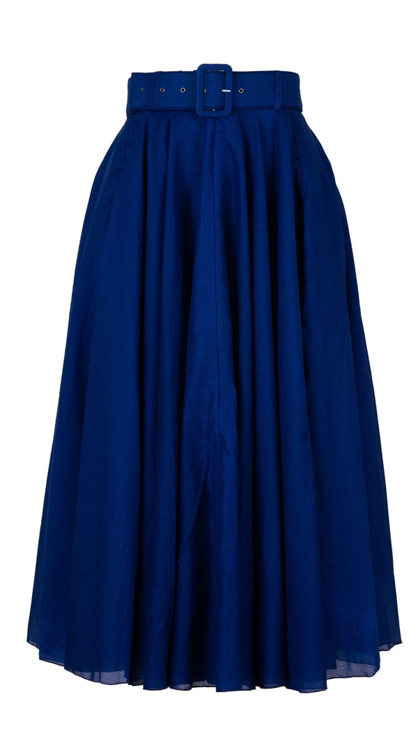 samantha sung Aster Skirt #1 with Belt Midi Length Silk Musola (Solid)