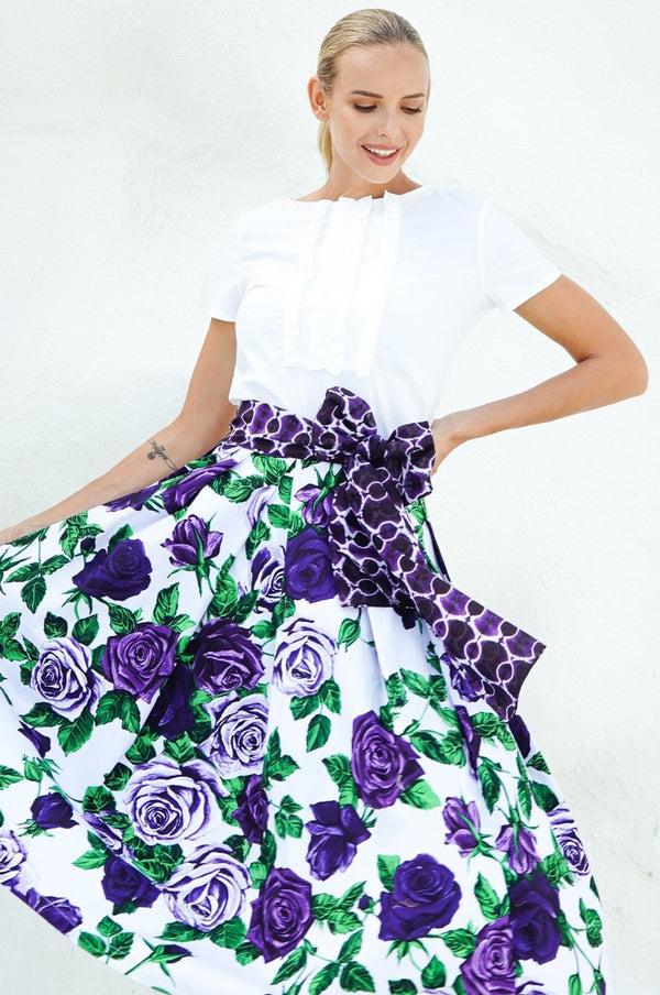 Samantha Sung Aster Skirt Midi Length Poplin (Charlotte Rose Big)