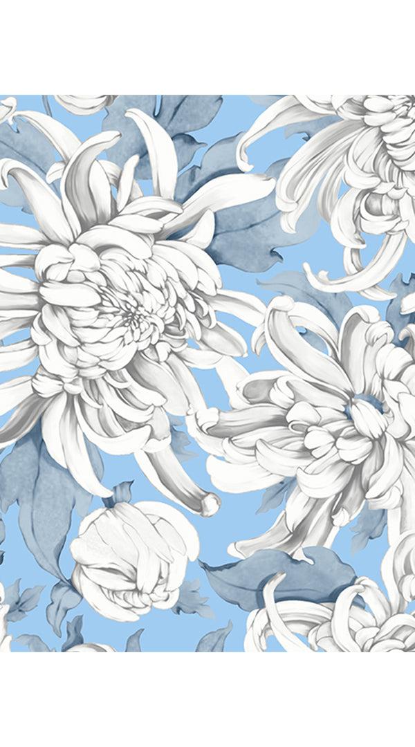 Samantha Sung Audrey Dress #1 Shirt Collar 3/4 Sleeve Ankle Length Cotton Stretch (Chrysanthemum Flower Big)