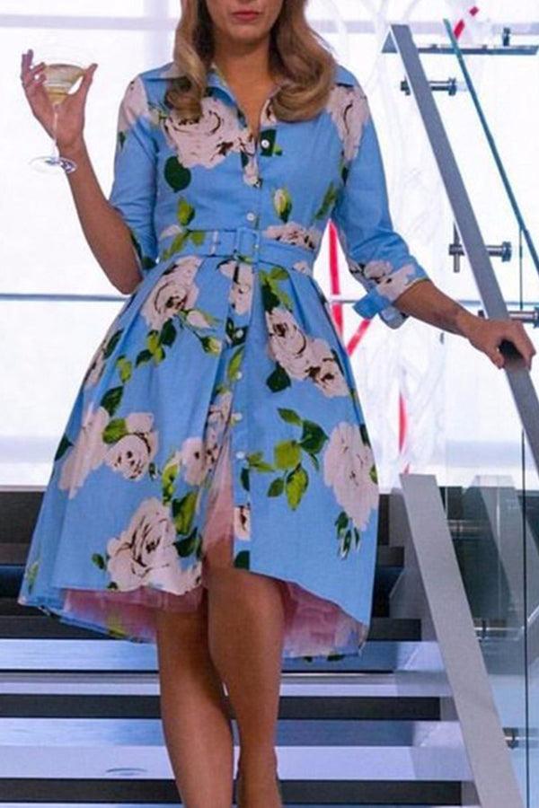 Samantha Sung Audrey Dress #1 Shirt Collar 3/4 Sleeve Cotton Stretch (Amber Queen)