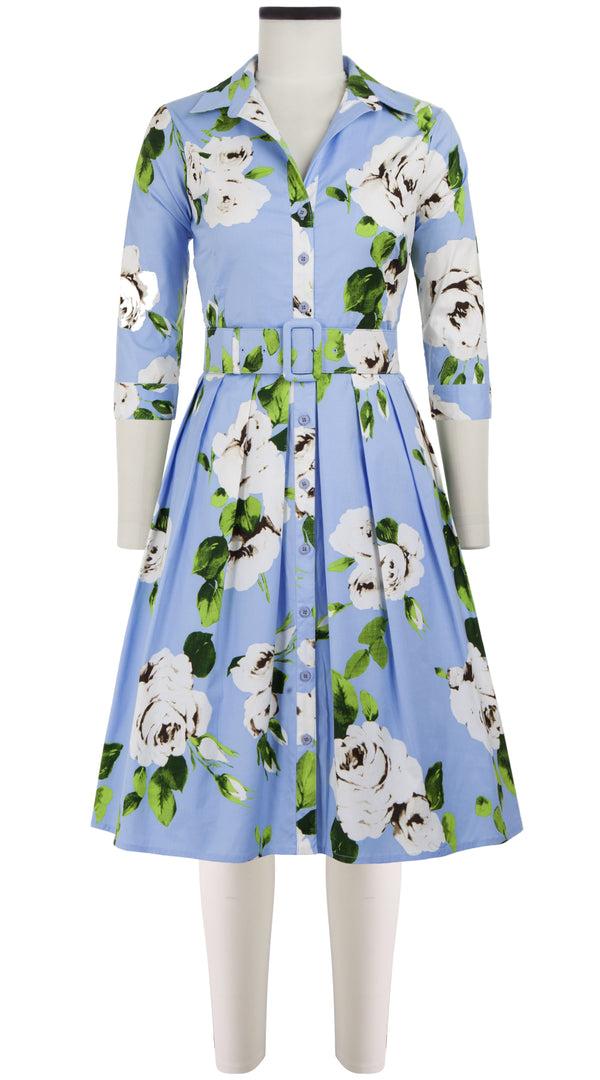 samantha sung Audrey Dress #1 Shirt Collar 3/4 Sleeve Cotton Stretch (Amber Queen)