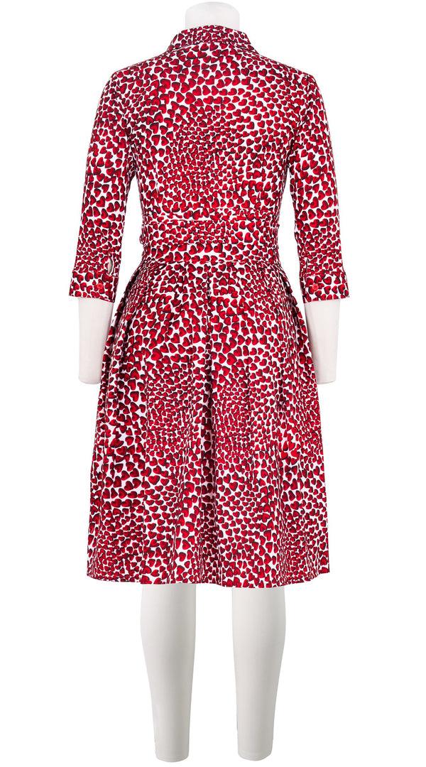 Samantha Sung Audrey Dress #1 Shirt Collar 3/4 Sleeve Cotton Stretch (Heart Wave)