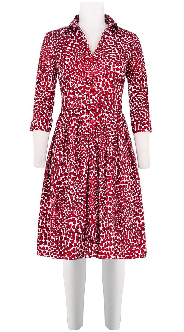 samantha sung Audrey Dress #1 Shirt Collar 3/4 Sleeve Cotton Stretch (Heart Wave)