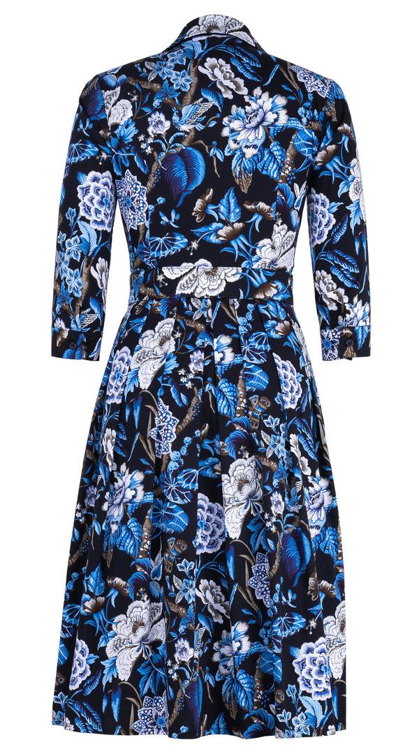 Samantha Sung Audrey Dress #1 Shirt Collar 3/4 Sleeve Long Length Cotton Stretch (Hill Garden Ground) 4
