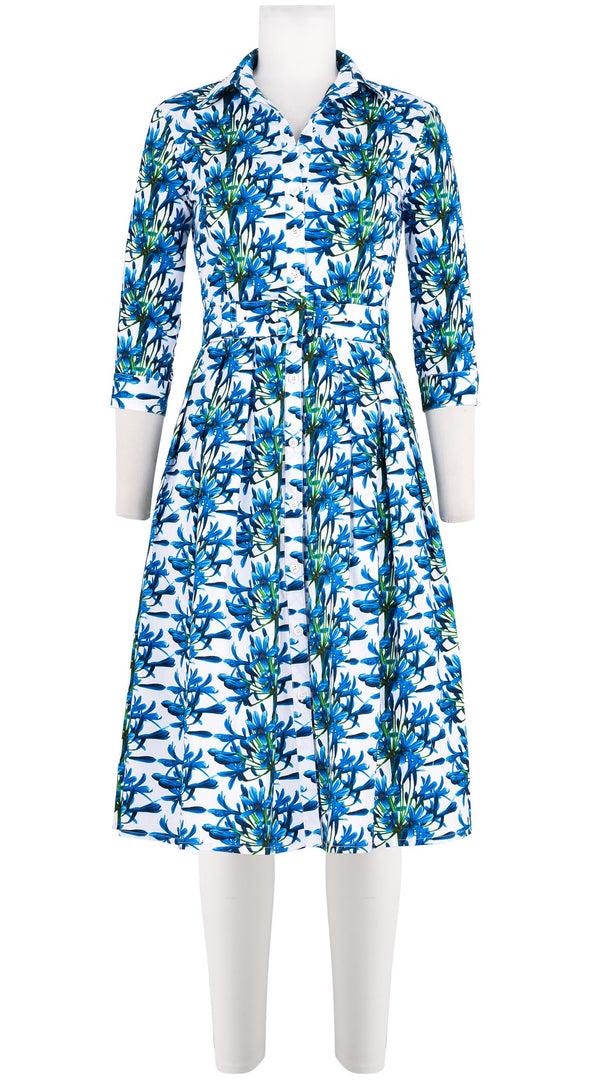 samantha sung Audrey Dress #1 Shirt Collar 3/4 Sleeve Long Length Cotton Stretch (Tinker Bell Flower)