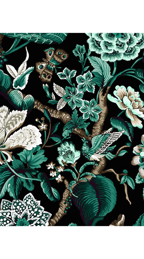 Samantha Sung Audrey Dress #1 Shirt Collar 3/4 Sleeve Long Length Cotton Stretch (Hill Garden Black)