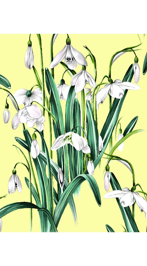 Samantha Sung Audrey Dress #1 Shirt Collar 3/4 Sleeve Long Length Cotton Stretch (Snow Drop Flower)