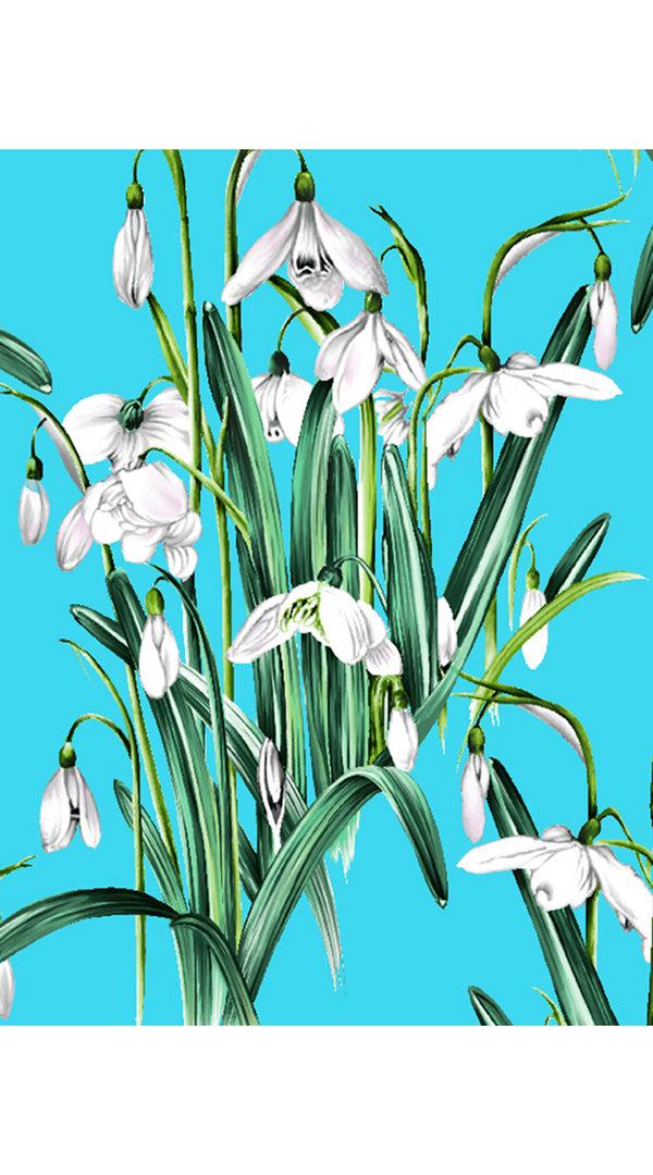 Samantha Sung Audrey Dress #1 Shirt Collar 3/4 Sleeve Long Length Cotton Stretch (Snow Drop Flower)