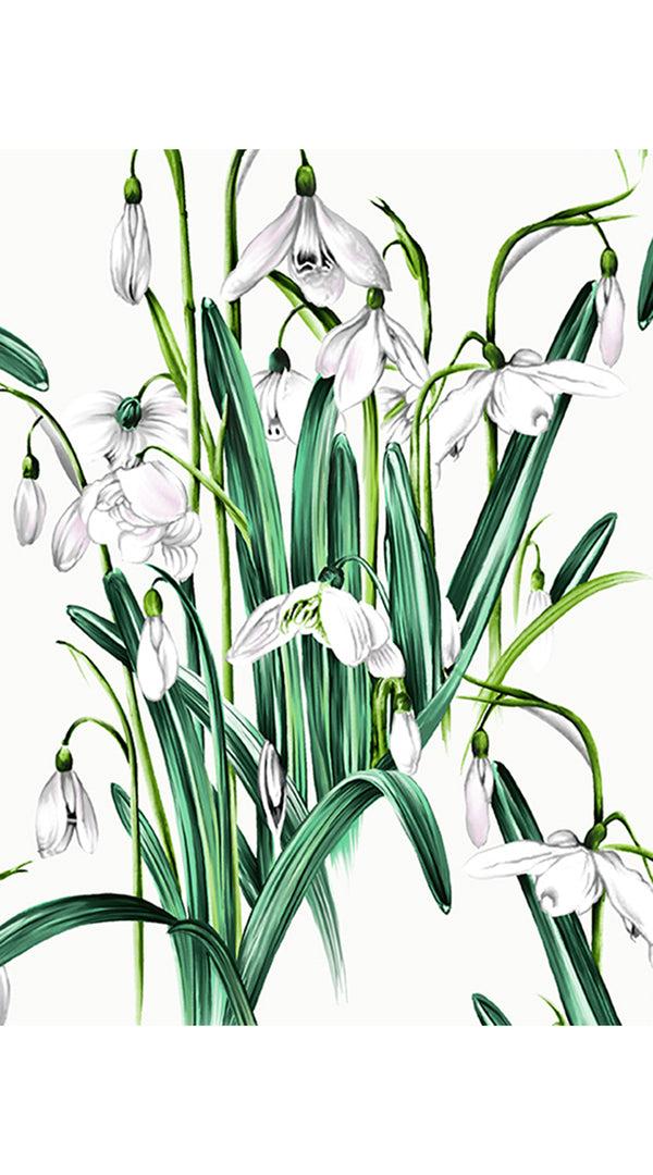 samantha sung Audrey Dress #1 Shirt Collar 3/4 Sleeve Long Length Cotton Stretch (Snow Drop Flower)