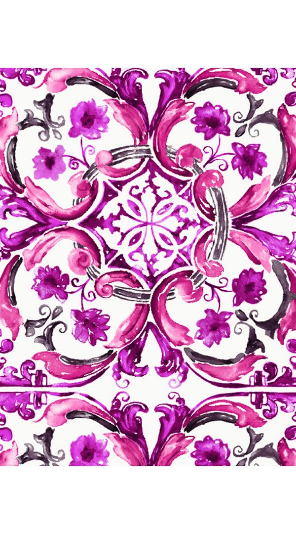 Samantha Sung Audrey Dress #1 Shirt Collar 3/4 Sleeve Long Length Cotton Stretch (Caribbean Tile)