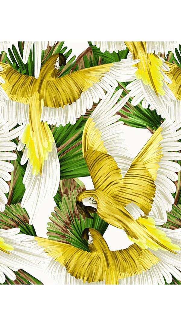 Samantha Sung Audrey Dress #1 Shirt Collar 3/4 Sleeve Long Length Cotton Stretch (Piper Parrot)