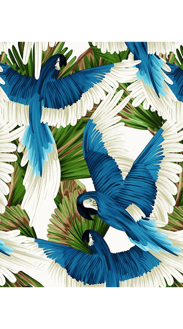 Samantha Sung Audrey Dress #1 Shirt Collar 3/4 Sleeve Long Length Cotton Stretch (Piper Parrot)