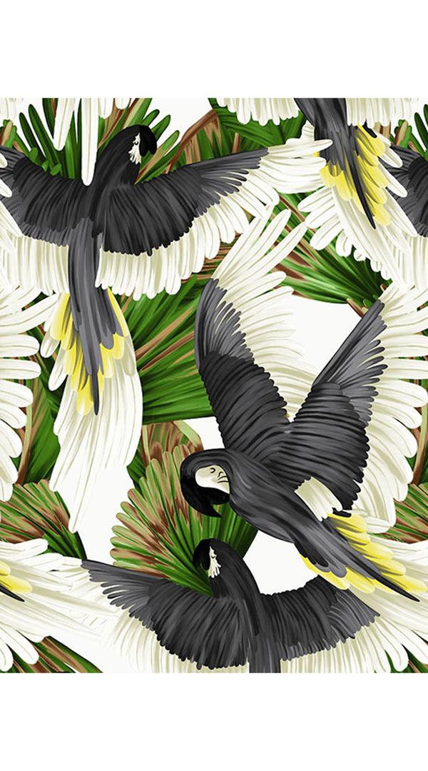 samantha sung Audrey Dress #1 Shirt Collar 3/4 Sleeve Long Length Cotton Stretch (Piper Parrot)