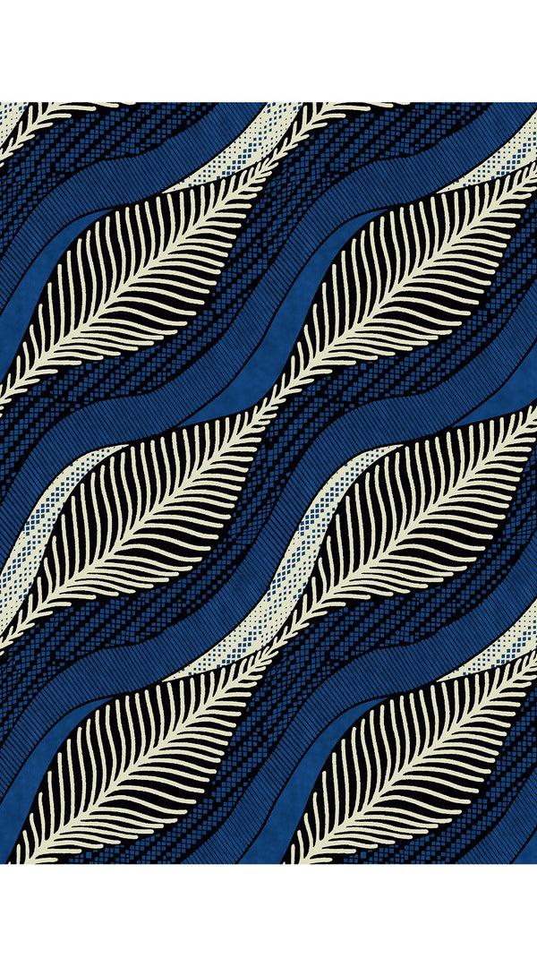 Samantha Sung Audrey Dress #1 Shirt Collar 3/4 Sleeve Long Length Cotton Stretch (Ukara Leaves Ivory)