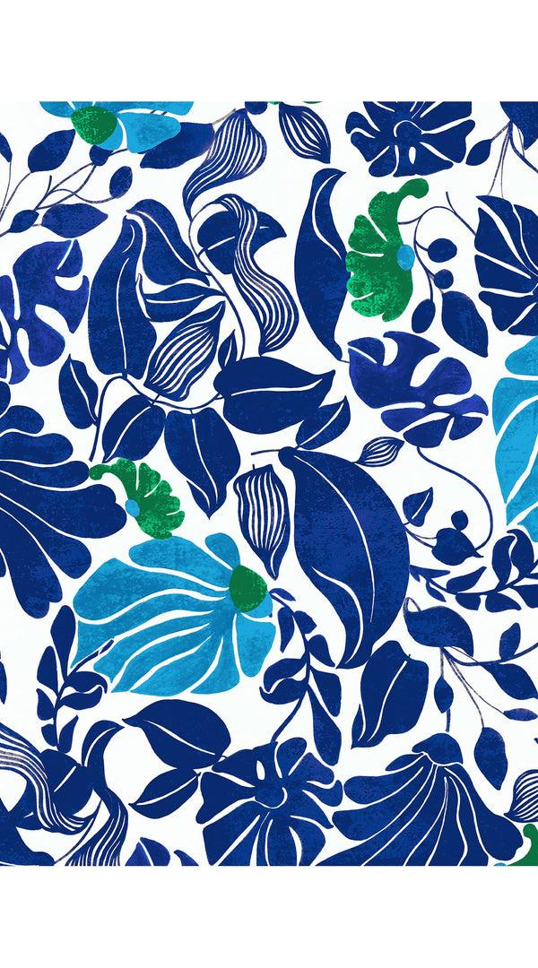 Samantha Sung Audrey Dress #1 Shirt Collar 3/4 Sleeve Long Length Cotton Stretch (Pacific Monster Leaves White)