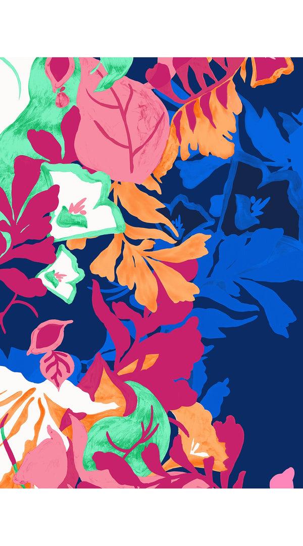 samantha sung Audrey Dress #1 Shirt Collar 3/4 Sleeve Long Length Cotton Stretch (Spanish Garden)