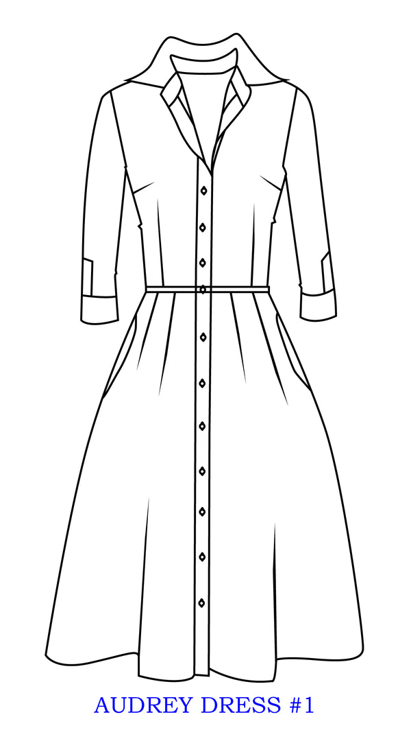 Samantha Sung Audrey Dress #1 Shirt Collar 3/4 Sleeve Long Length Cotton Stretch_Amber Queen_Black