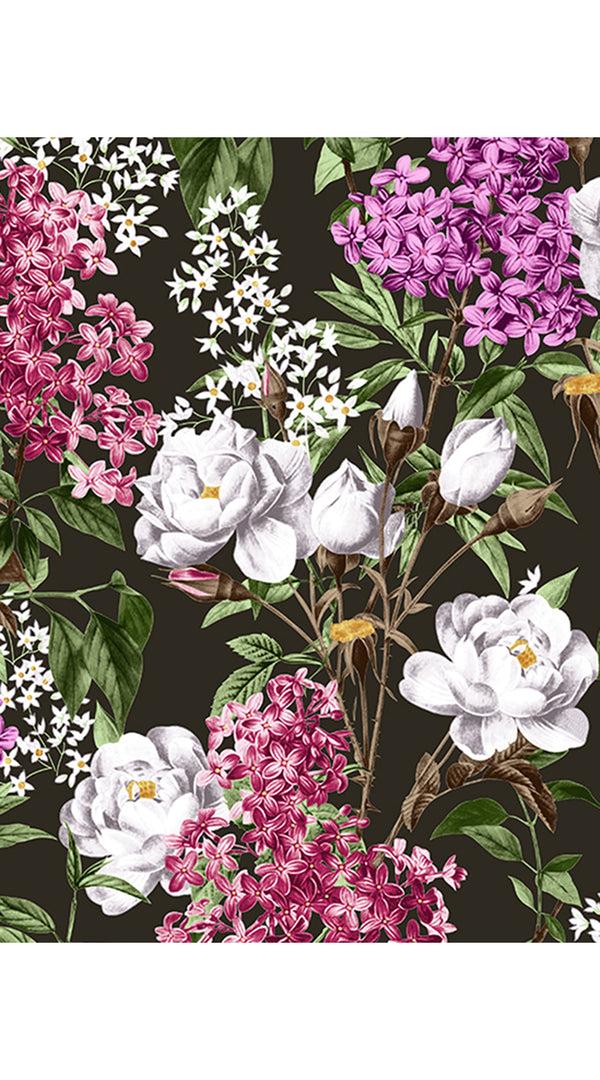 Samantha Sung Audrey Dress #1 Shirt Collar 3/4 Sleeve Long Length Cotton Stretch (Lilac Heaven Black)